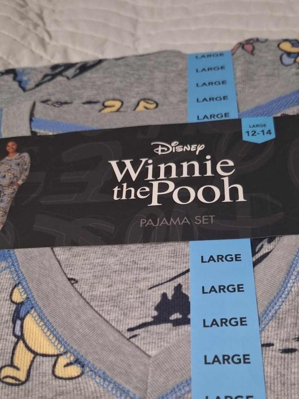 Disney Winnie the Pooh Kids Gray and Blue Pajama Set